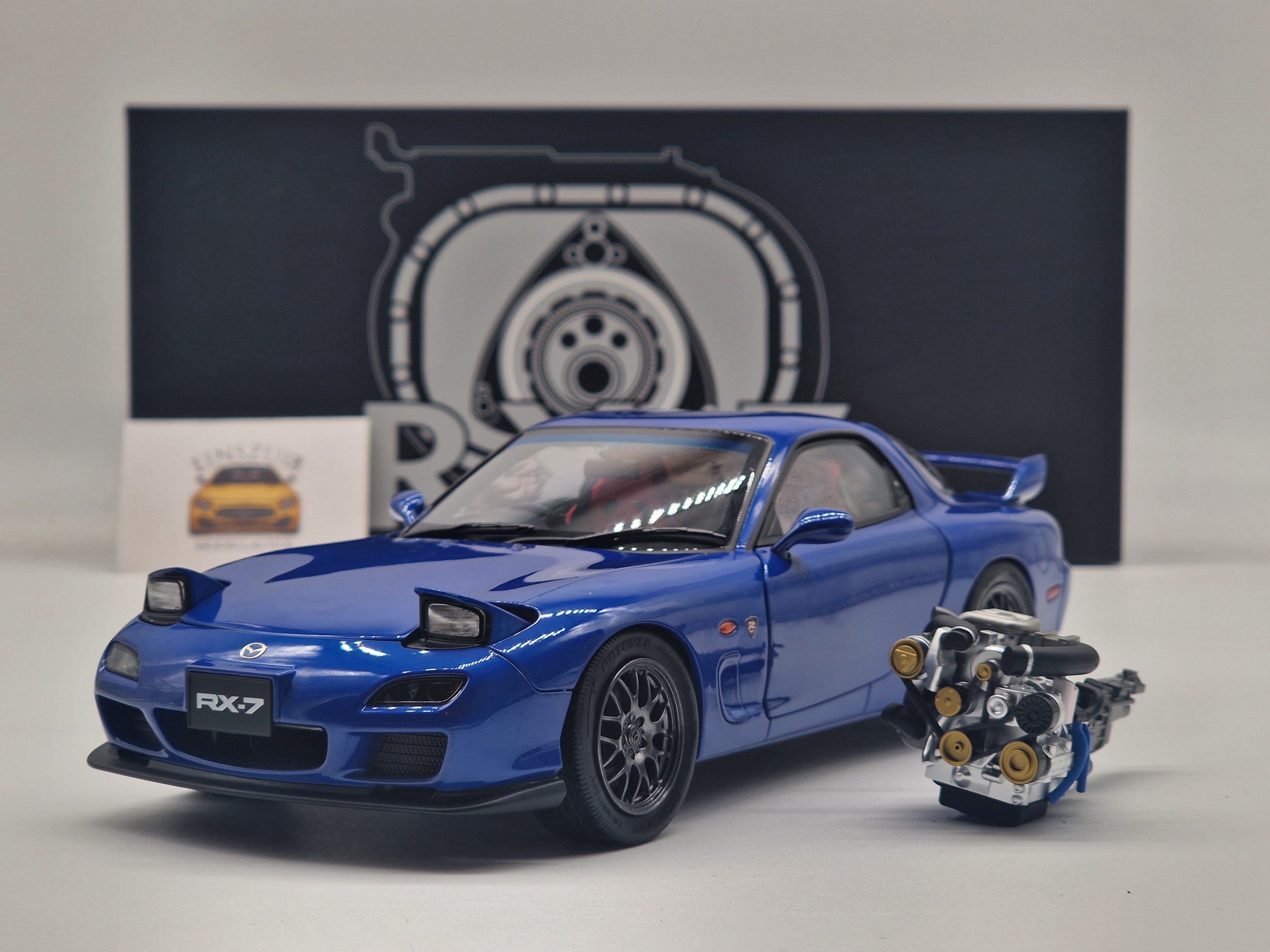 Maxda RX-7 Spirit R15 Blue with Engine