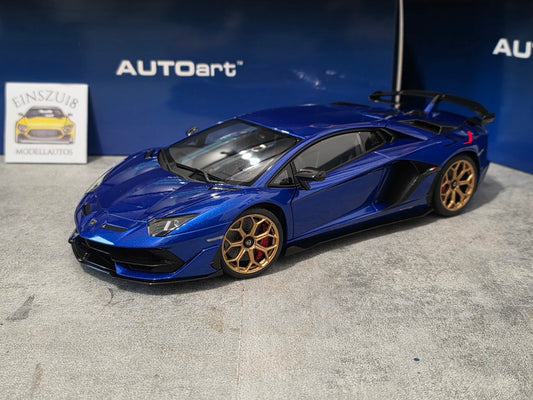 Lamborghini Aventador SVJ Blu Nethuns with Gold Wheels - einszu18 - 1 of 1