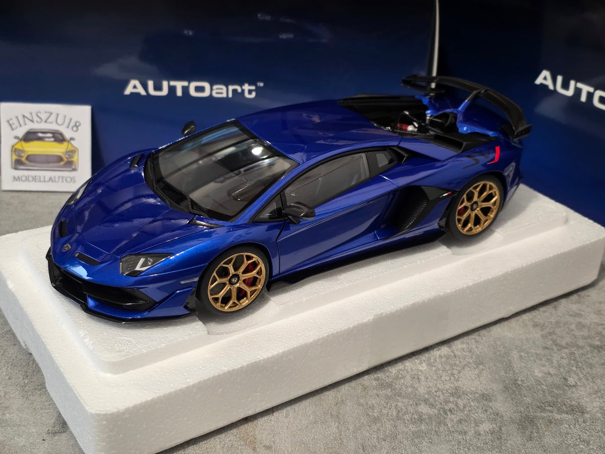 Lamborghini Aventador SVJ Blu Nethuns with Gold Wheels - einszu18 - 1 of 1