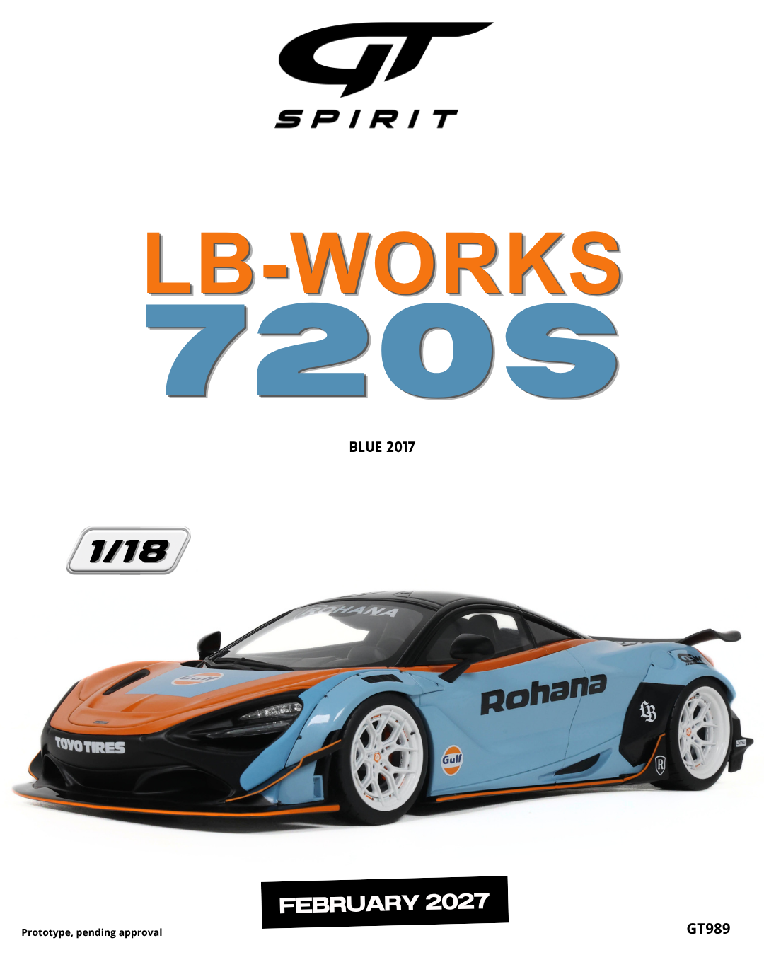 1:18 LB-WORKS 720S ORANGE & BLUE 2017 - GT989