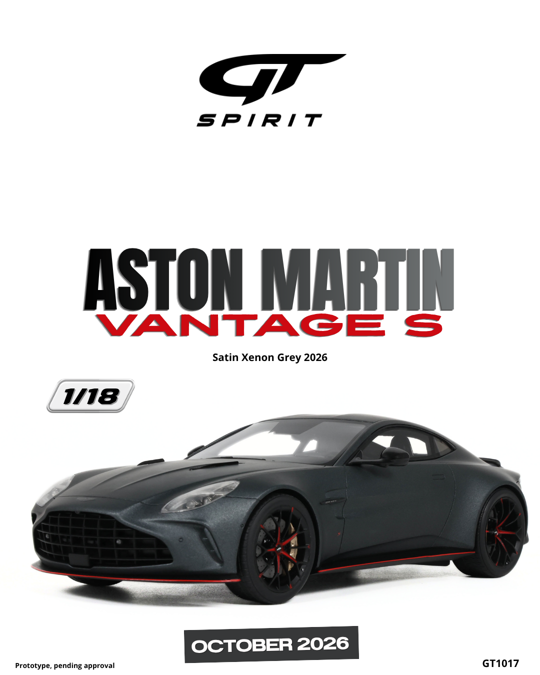 1:18 ASTON MARTIN VANTAGE S SATIN XENON GREY 2026 - GT1017