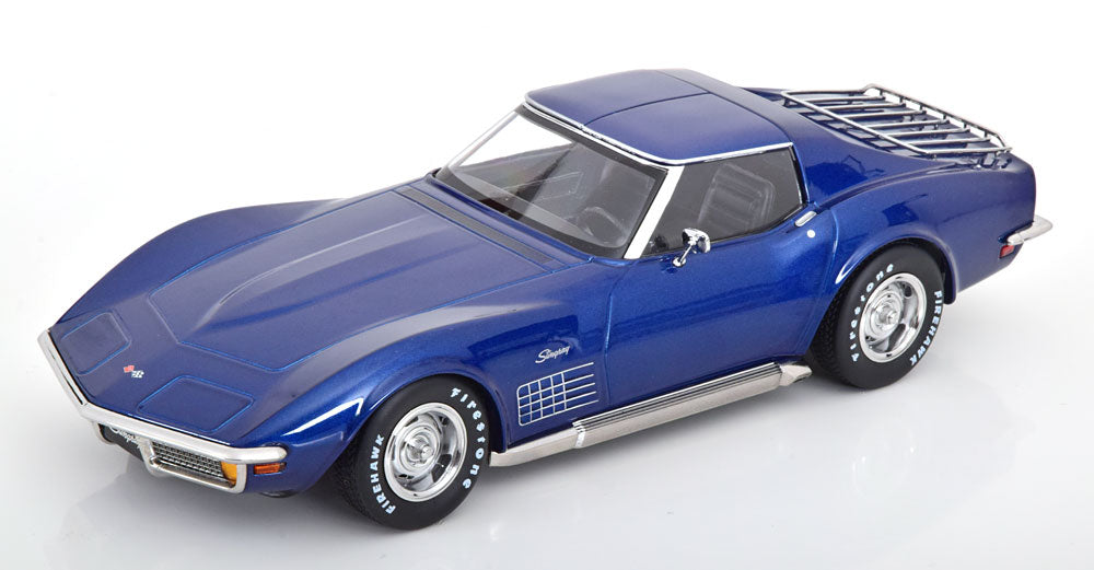 Chevrolet Corvette C3 1972 removable roof parts and sidepipes bluemetallic