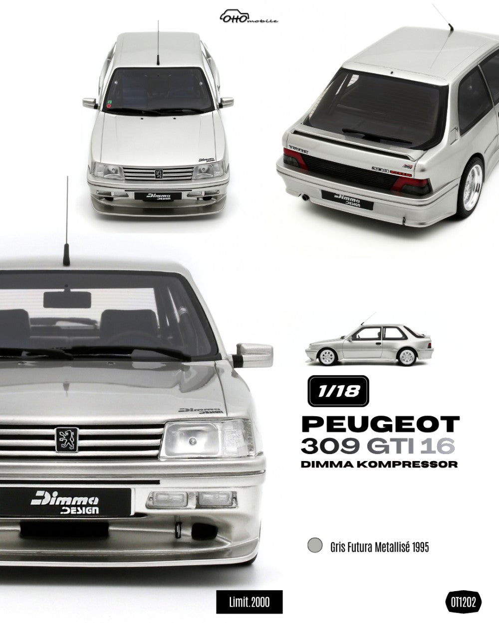 Peugeot 309 Gti 16 Dimma Kompressor Gris Futura Metallisé 1995 - OT1202