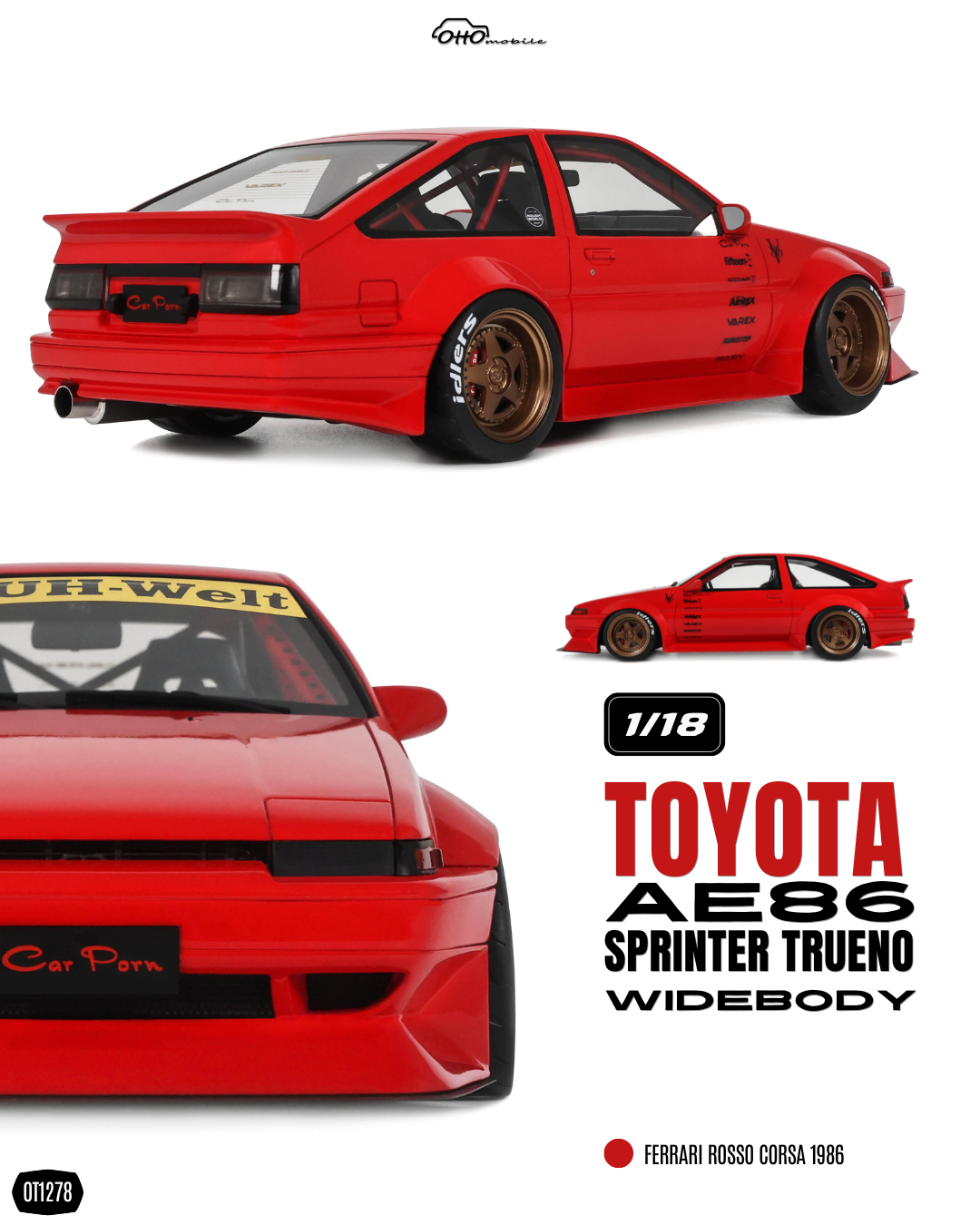 1:18 TOYOTA AE86 SPRINTER TRUENO WIDEBODY RED 1986 - OT1278