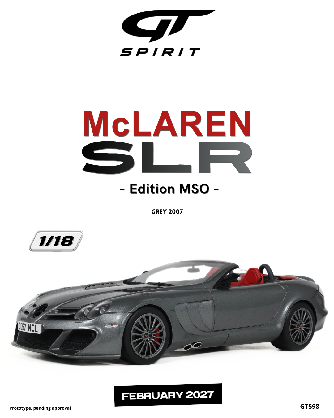1:18 McLAREN SLR EDITION MSO GREY 2007 - GT598