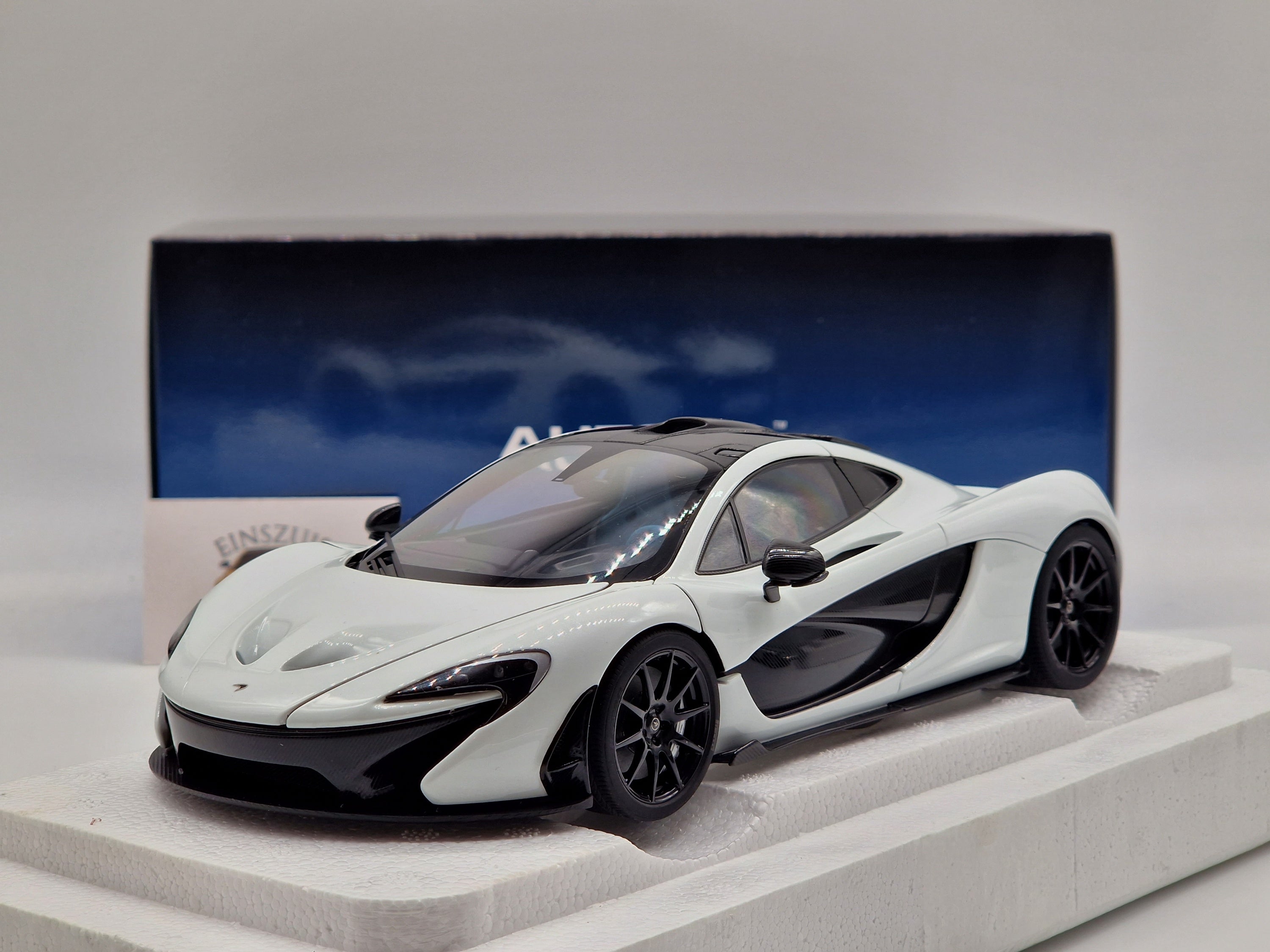 McLaren P1 Alaskan Diamond White with Blue Interior