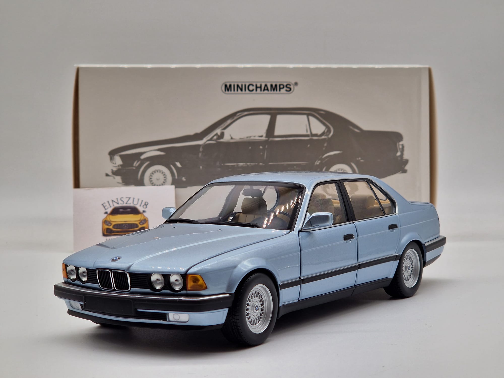 BMW 730i (E32) 1986 Light Blue Metallic