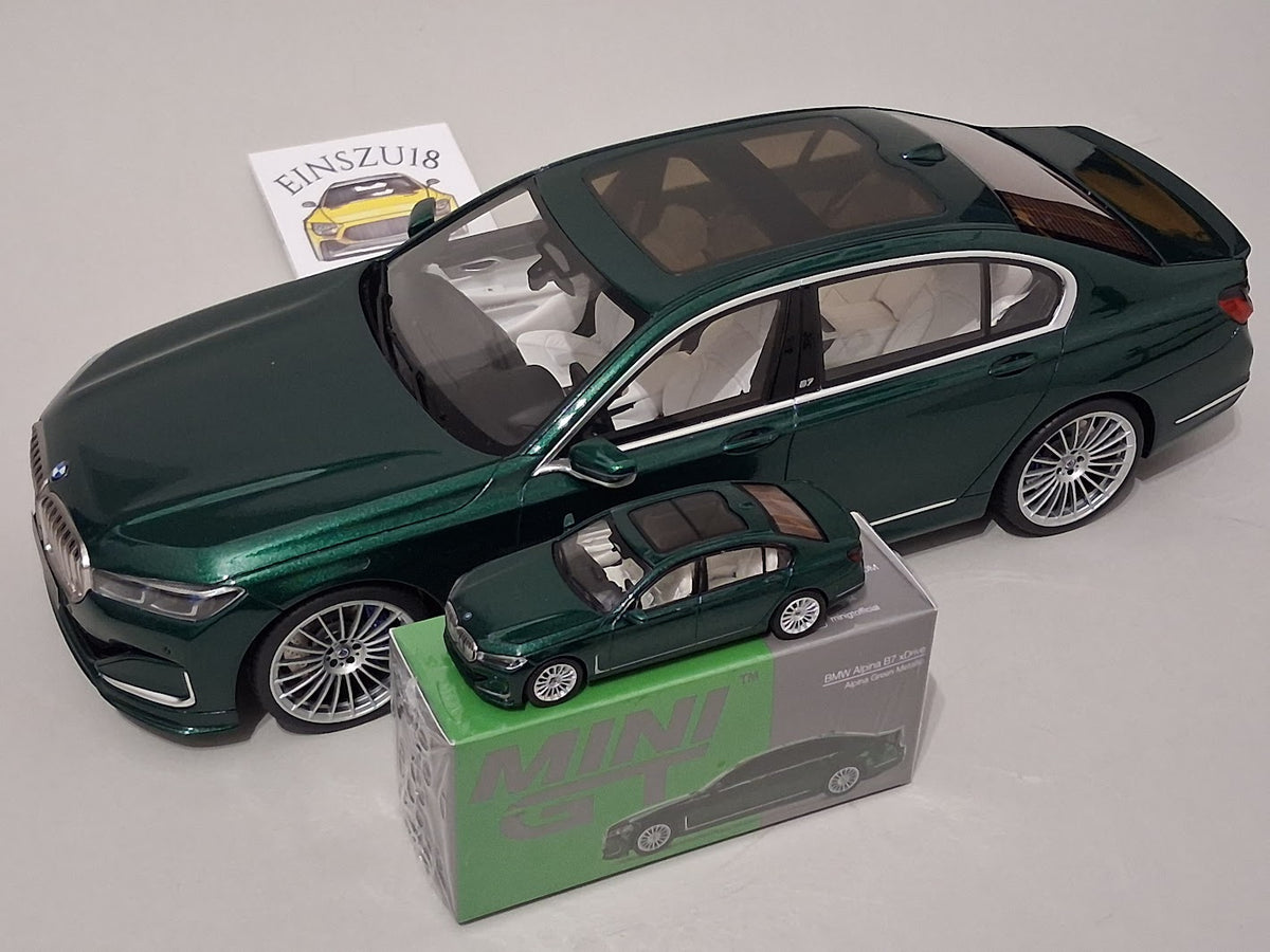 Set BMW Alpina B7 2022 Alpina Green 1:18 GT-Spirit & 1:64 MiniGT - 1 of 1