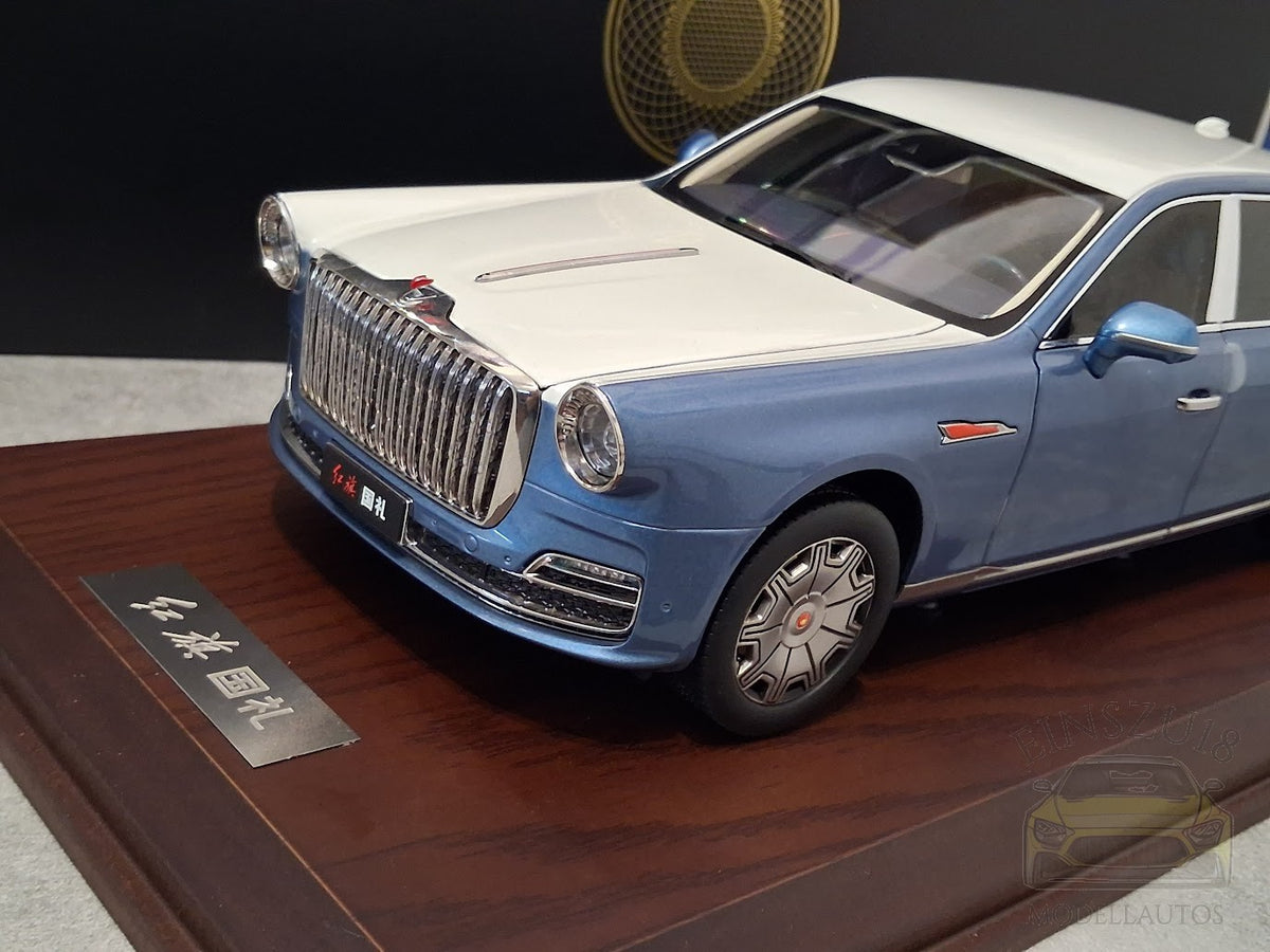 1:18 Hongqi Guoli (L5) White/ Light Blue Metallic Modellauto China