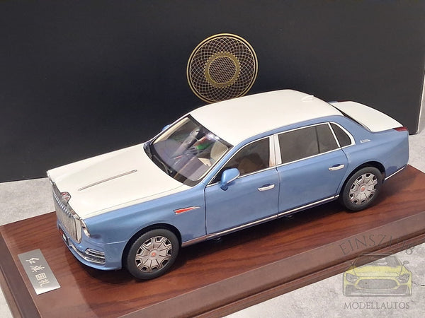 1:18 Hongqi Guoli (L5) White/ Light Blue Metallic Modellauto China