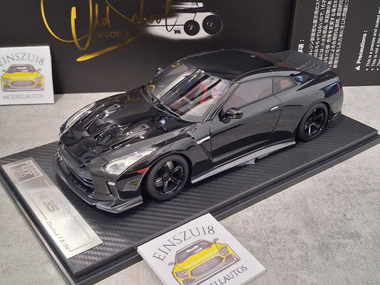 1:18 Onemodel Nissan GT-R 2017 Black mit Wechselbaren Felgen + Vitrine - OM25N04