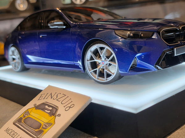 1 of 1  Minichamps BMW M5 2024 Blue Metallic - HRE Wheels Silver - 110023802