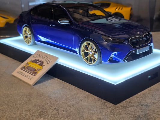 1 of 1  Minichamps BMW M5 2024 Blue Metallic - HRE Wheels Gold - 110023802