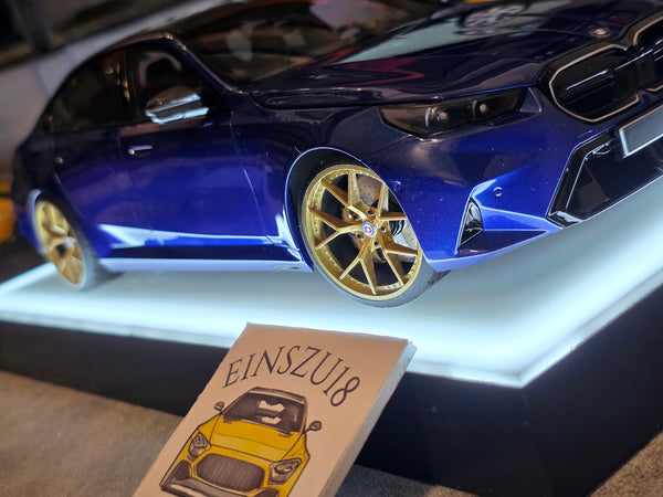 1 of 1  Minichamps BMW M5 2024 Blue Metallic - HRE Wheels Gold - 110023802