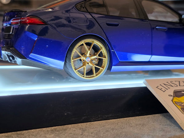 1 of 1  Minichamps BMW M5 2024 Blue Metallic - HRE Wheels Gold - 110023802