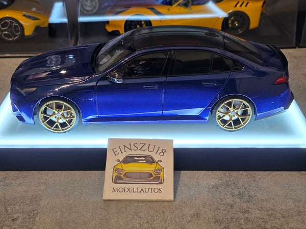 1 of 1  Minichamps BMW M5 2024 Blue Metallic - HRE Wheels Gold - 110023802