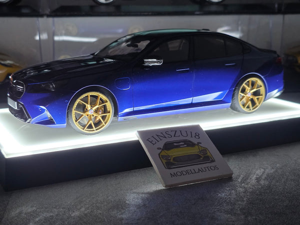 1 of 1  Minichamps BMW M5 2024 Blue Metallic - HRE Wheels Gold - 110023802