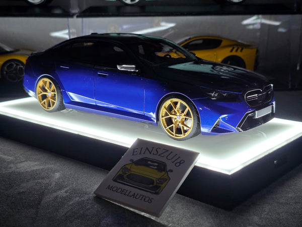 1 of 1  Minichamps BMW M5 2024 Blue Metallic - HRE Wheels Gold - 110023802