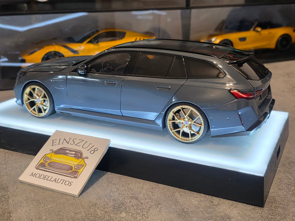1 of 1  Minichamps BMW M5 Touring 2024 Grey Metallic - HRE Wheels Silver - 110023901