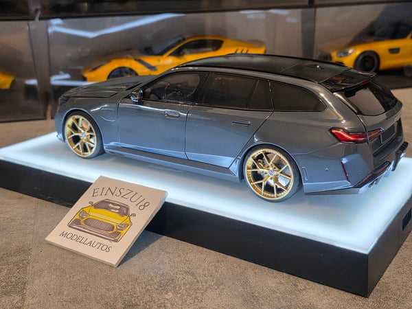 1 of 1  Minichamps BMW M5 Touring 2024 Grey Metallic - HRE Wheels Silver - 110023901