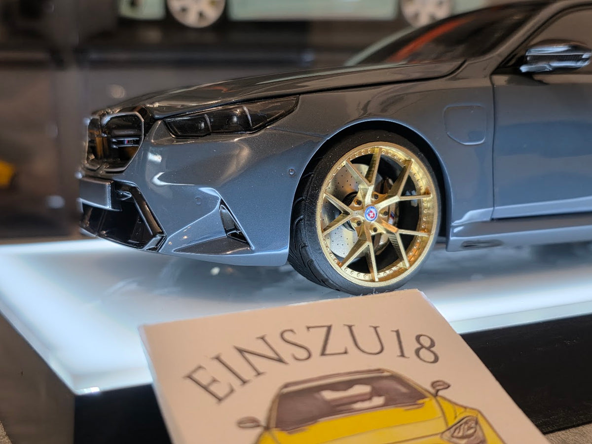 1 of 1  Minichamps BMW M5 Touring 2024 Grey Metallic - HRE Wheels Silver - 110023901