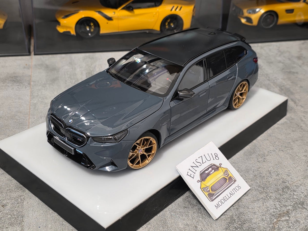 1 of 1  Minichamps BMW M5 Touring 2024 Grey Metallic - HRE Wheels Silver - 110023901