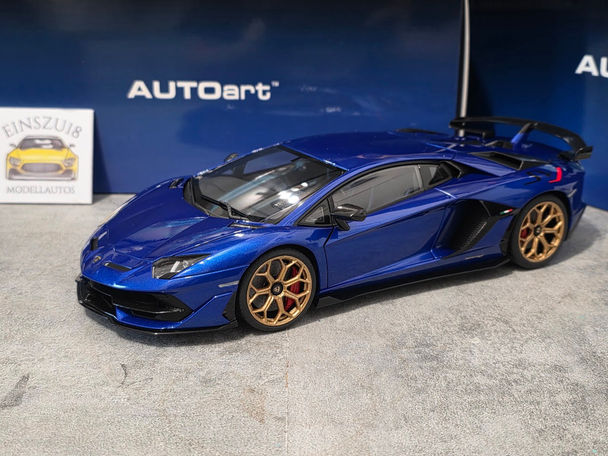 Lamborghini Aventador SVJ Blu Nethuns with Gold Wheels - einszu18 - 1 of 1
