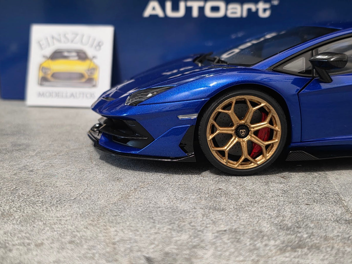 Lamborghini Aventador SVJ Blu Nethuns with Gold Wheels - einszu18 - 1 of 1