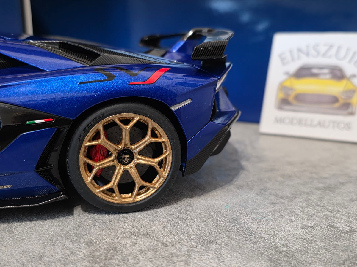 Lamborghini Aventador SVJ Blu Nethuns with Gold Wheels - einszu18 - 1 of 1