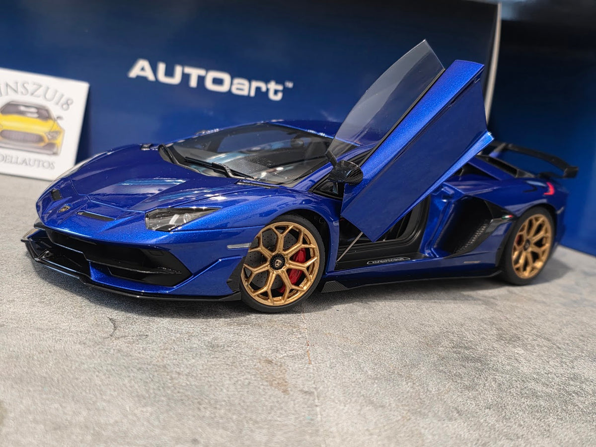 Lamborghini Aventador SVJ Blu Nethuns with Gold Wheels - einszu18 - 1 of 1