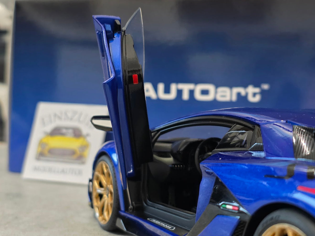 Lamborghini Aventador SVJ Blu Nethuns with Gold Wheels - einszu18 - 1 of 1