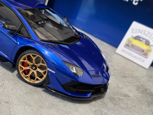 Lamborghini Aventador SVJ Blu Nethuns with Gold Wheels - einszu18 - 1 of 1