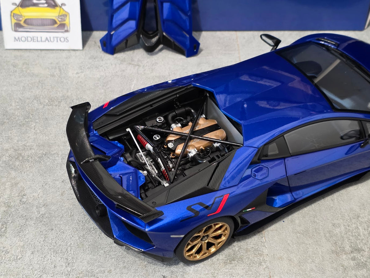 Lamborghini Aventador SVJ Blu Nethuns with Gold Wheels - einszu18 - 1 of 1