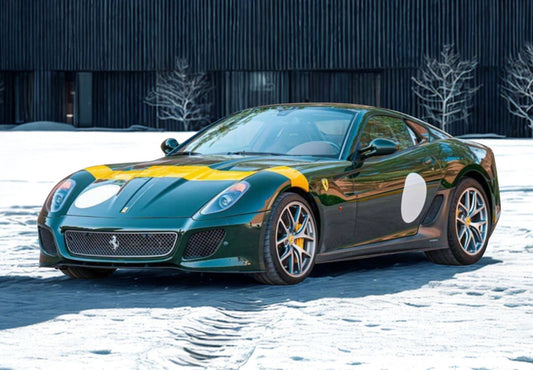 Ferrari 599 GTO 2010 - Verde Abetone con striscia orizzontale gialla - BBR1880M
