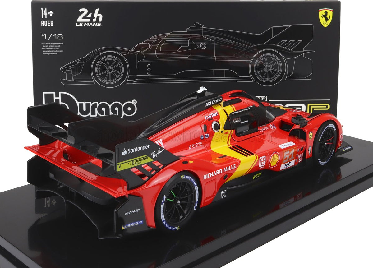 BBURAGO FERRARI 499P 3.0L TURBO V6 TN 51 - WINNER LeMans 2023 -ALESSANDRO PIER GUIDI - JAMES CALADO - ANTONIO GIOVINAZZI 1:18