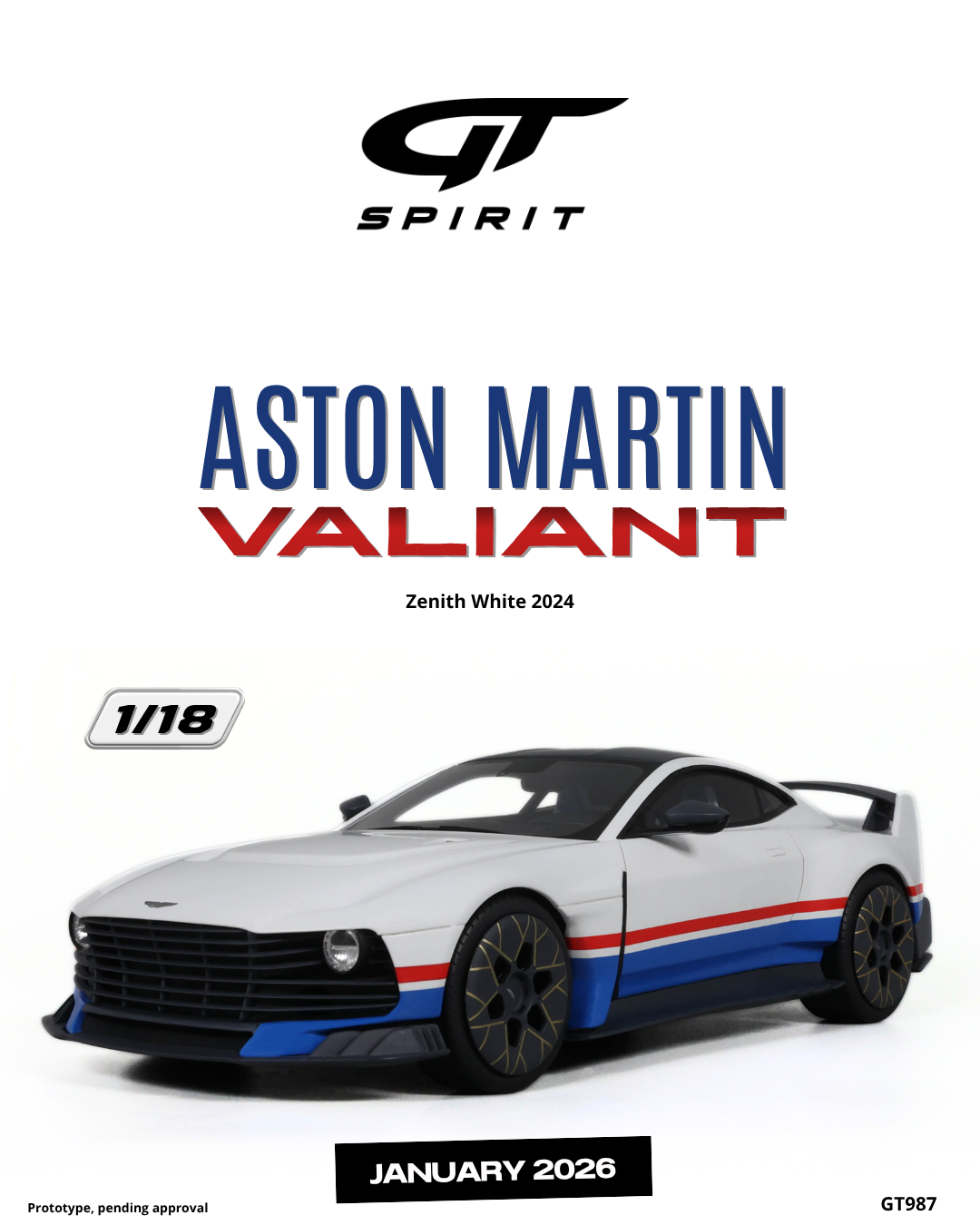 1:18 ASTON MARTIN VALIANT ZENITH WHITE 2024 - GT987