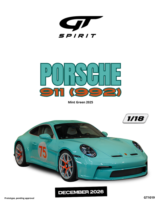 1:18 PORSCHE 911 (992) MINT GREEN 2025 - GT1019
