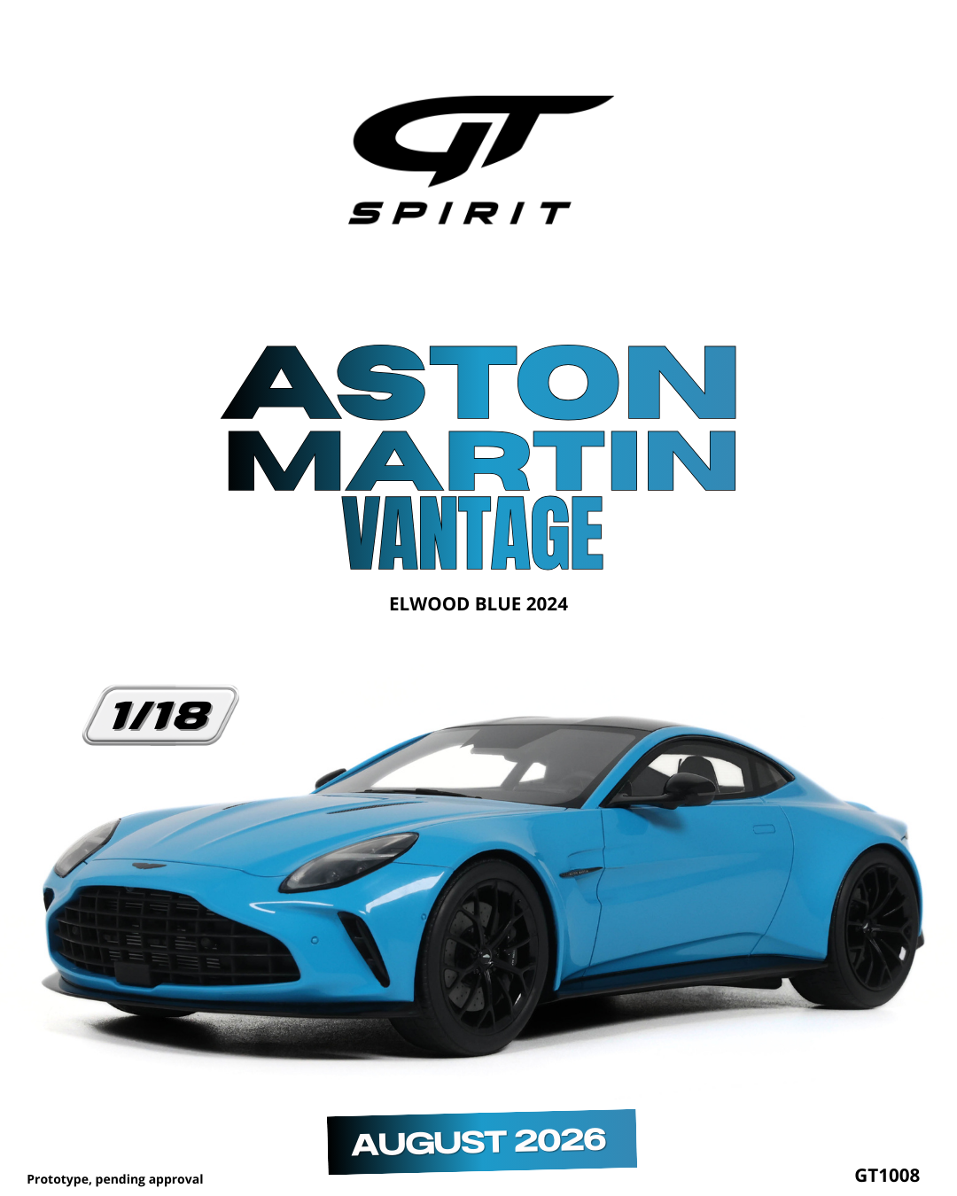 1:18 ASTON MARTIN VANTAGE ELWOOD BLUE 2024 GT1008