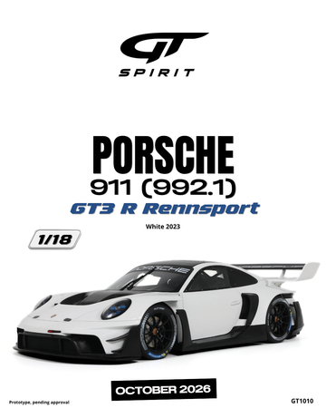1:18 PORSCHE 911 (992.1) GT3 R RENNSPORT WHITE 2023 - GT1010