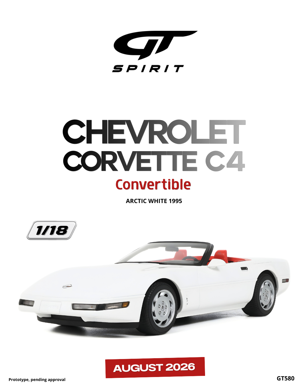 1:18 CHEVROLET CORVETTE C4 CONVERTIBLE ARCTIC WHITE 1995 GT580