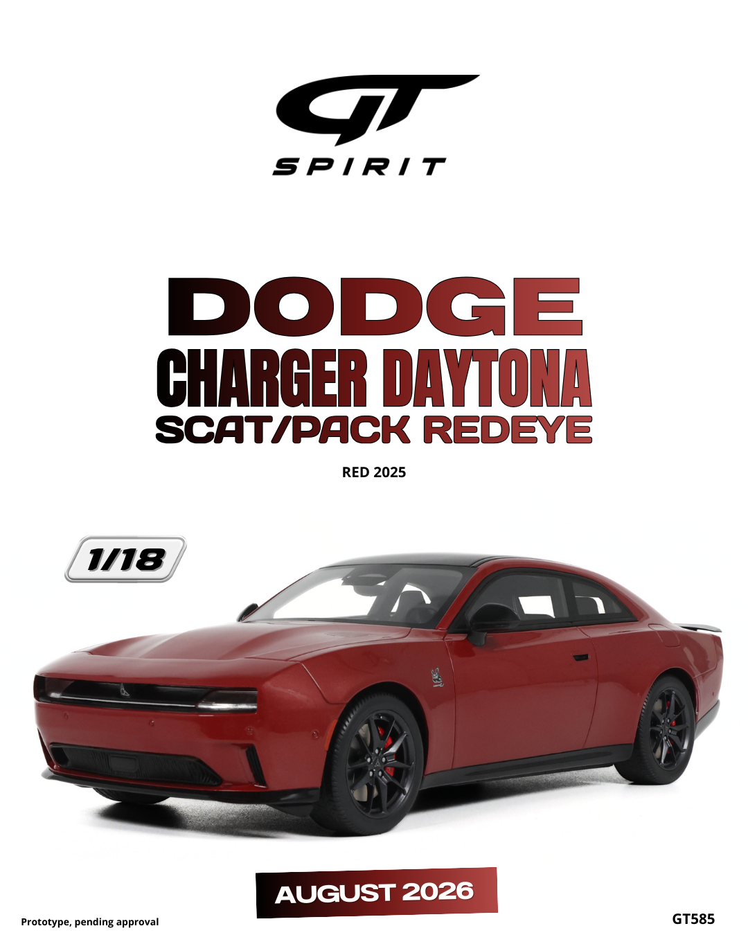 1:18 DODGE CHARGER DAYTONA SCAT/PACK REDEYE RED 2025 GT585