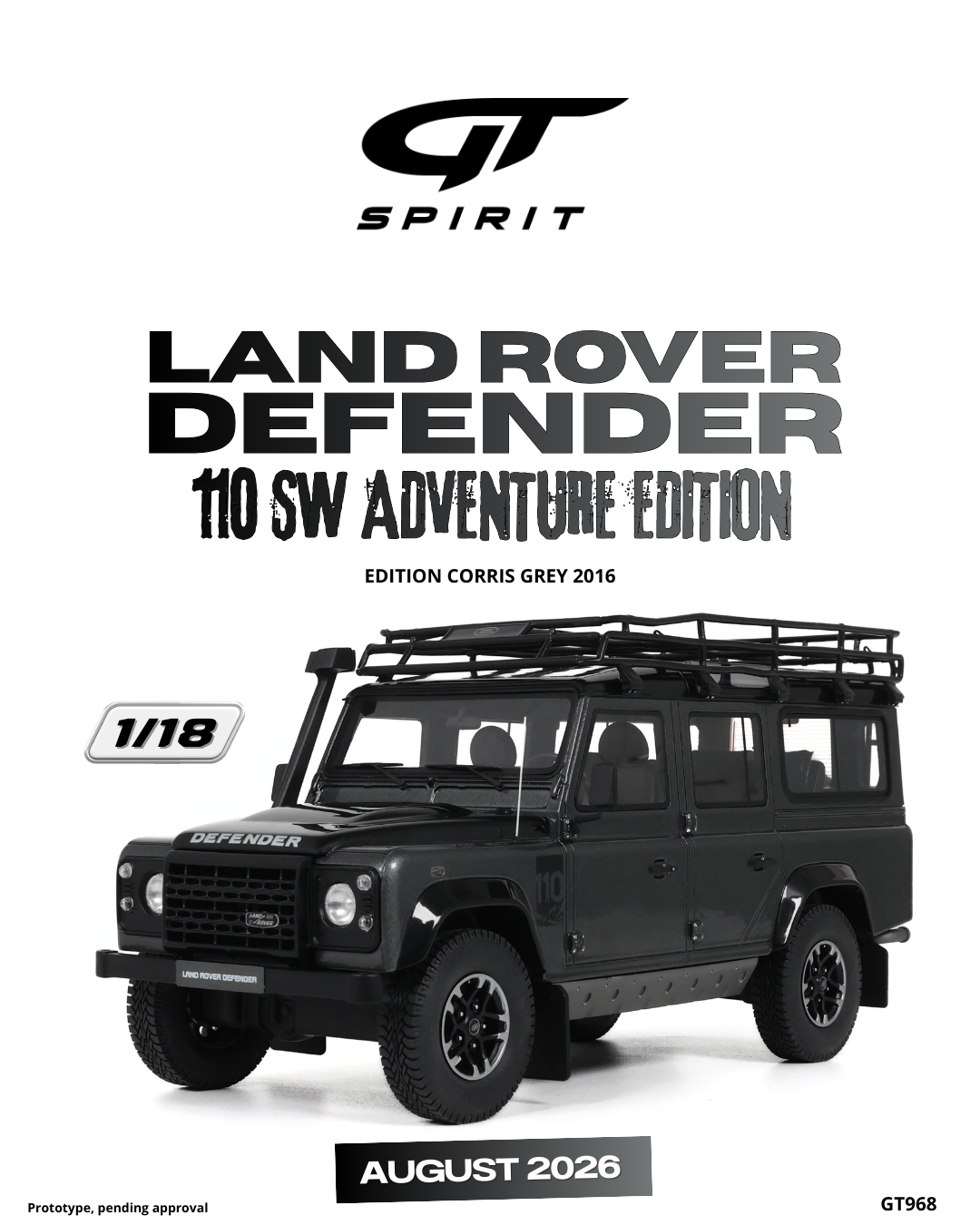 1:18 LAND ROVER DEFENDER 110 SW ADVENTURE EDITION CORRIS GREY 2016 GT968