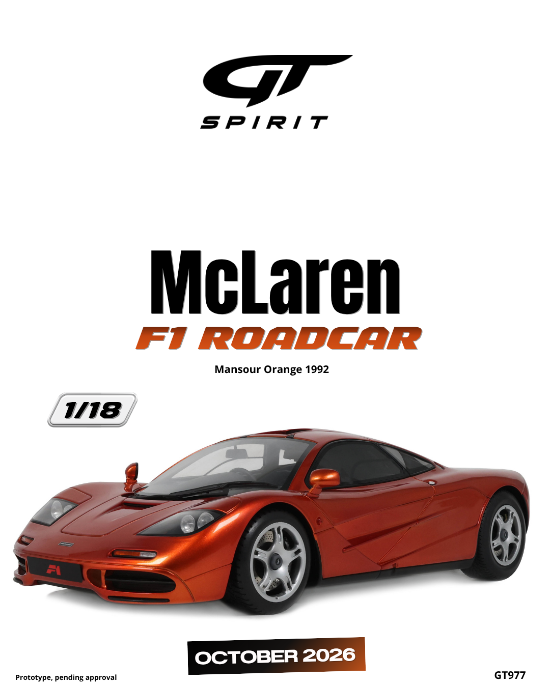 1:18 MCLAREN F1 ROADCAR MANSOUR ORANGE 1992 - GT977