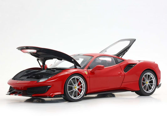 Ferrari 488 Pista - metal diecast - full open Rosso corsa con striscia - POLYFOAM PACK - HE180055