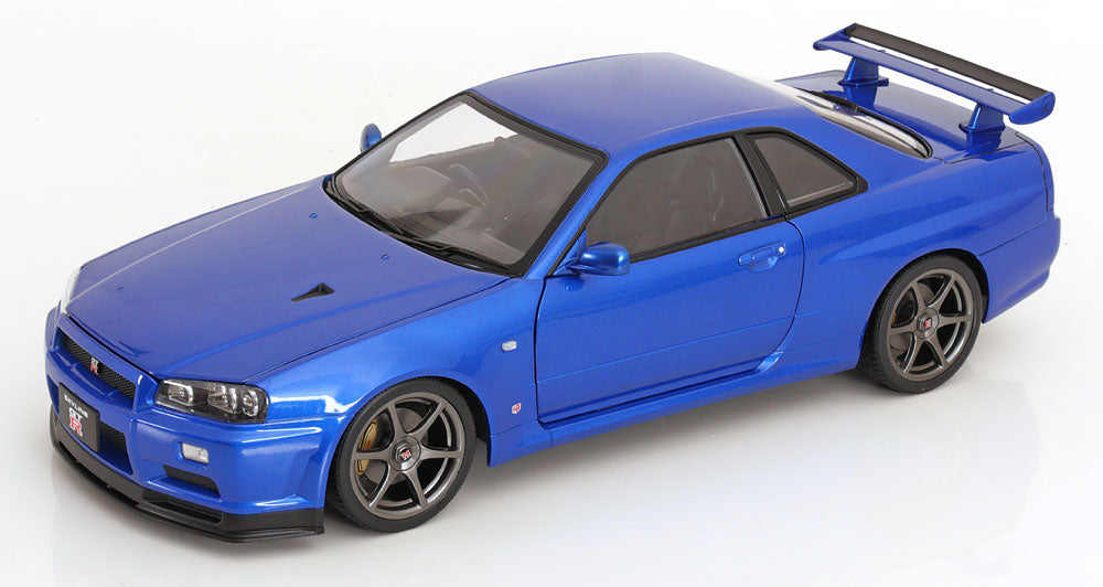 Nissan Skyline GT-R R34 V-Spec II OEM rims, 2001 bluemetallic [Maßstab 1:12]