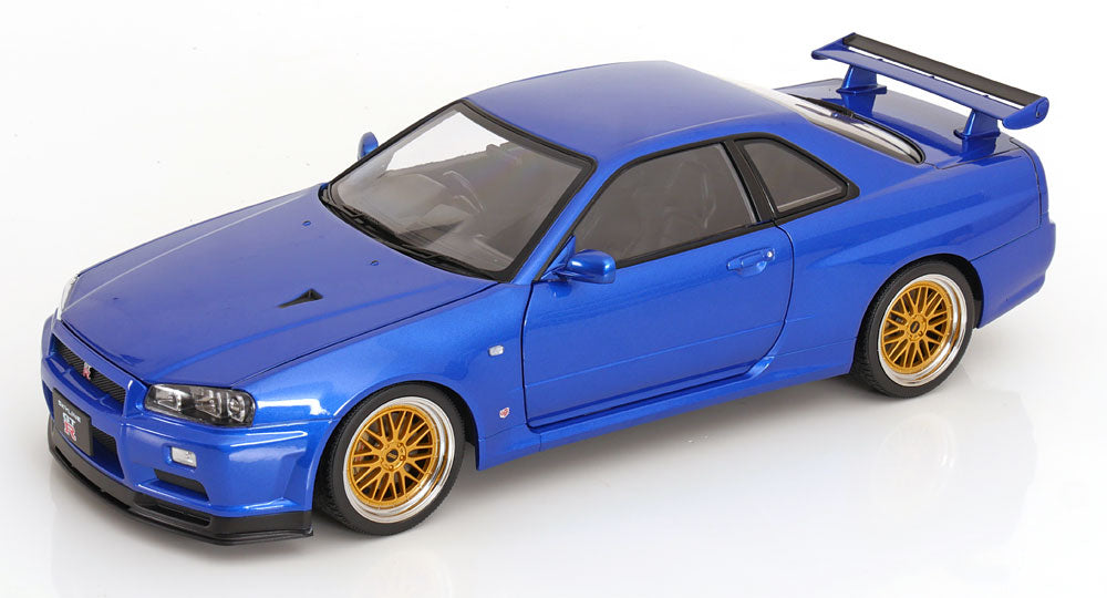 Nissan Skyline GT-R R34 V-Spec II BBS rims, 2001 bluemetallic [Maßstab 1:12]