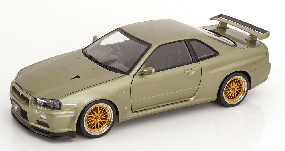 Nissan Skyline GT-R R34 V-Spec Nür BBS rims, 2001 lightgreen-metallic [Maßstab 1:12]