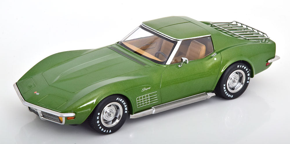 Chevrolet Corvette C3 1972 removable roof parts and sidepipes lightgreen-metallic