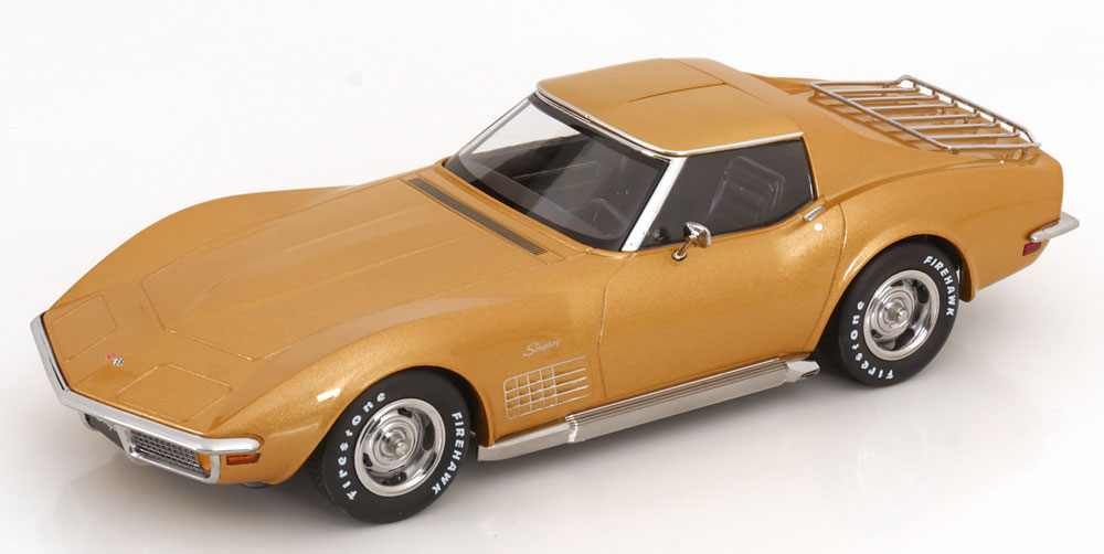 Chevrolet Corvette C3 1972 removable roof parts and sidepipes goldmetallic
