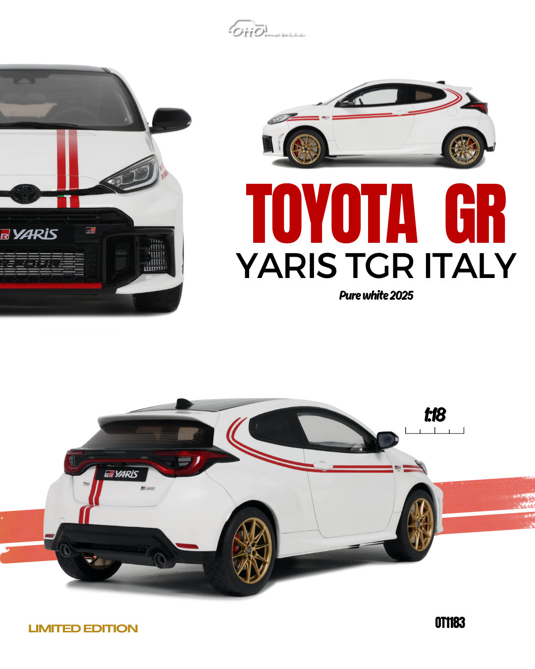 1:18 TOYOTA GR YARIS TGR ITALY LIMITED EDITION PURE WHITE 2024 OT1183